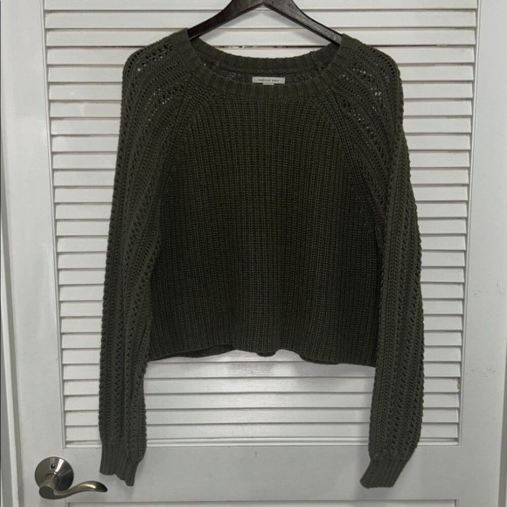 American Eagle Outfitters Army Green Boxy Knit Sweater